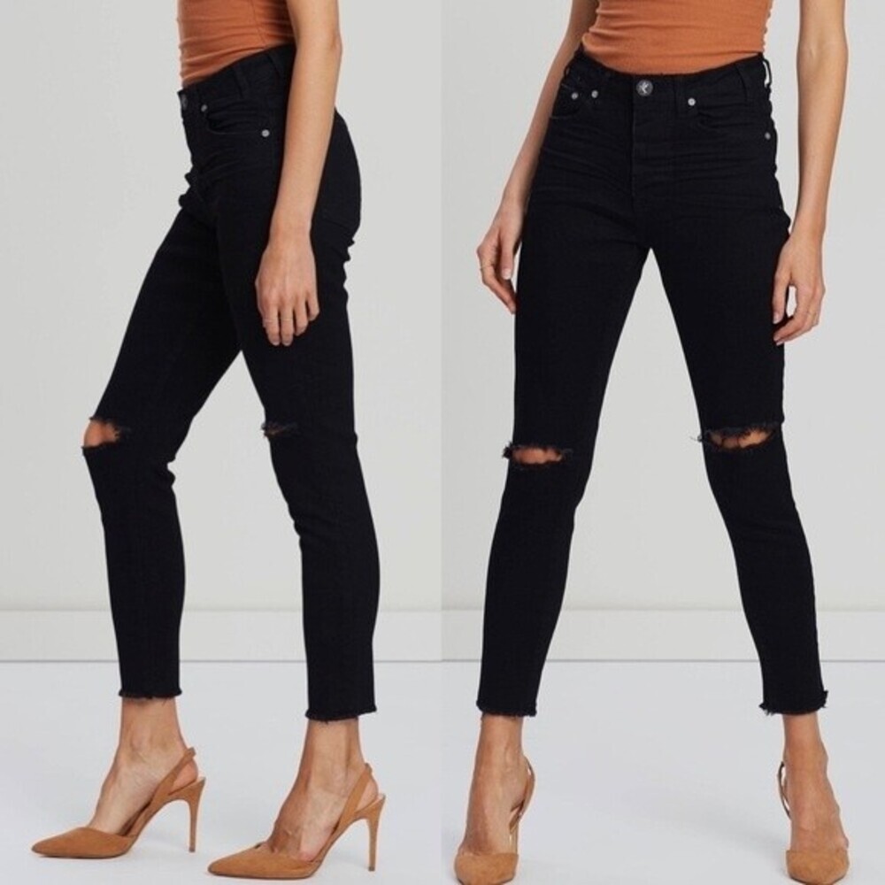 ONE TEASPOON Freebird II High Waist Skinny Jeans Sz 25 Black Punk Stretch Grunge